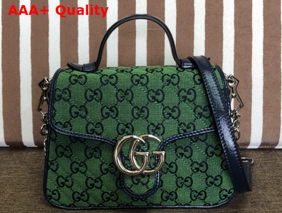 Gucci GG Marmont Multicolour Mini Top Handle Bag Green and Blue Diagonal Matelasse GG Canvas 583571 Replica