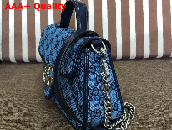 Gucci GG Marmont Multicolour Mini Top Handle Bag Light Blue and Blue Diagonal Matelasse GG Canvas 583571 Replica