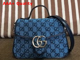 Gucci GG Marmont Multicolour Mini Top Handle Bag Light Blue and Blue Diagonal Matelasse GG Canvas 583571 Replica