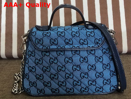 Gucci GG Marmont Multicolour Mini Top Handle Bag Light Blue and Blue Diagonal Matelasse GG Canvas 583571 Replica