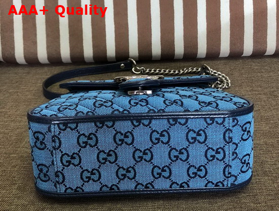 Gucci GG Marmont Multicolour Mini Top Handle Bag Light Blue and Blue Diagonal Matelasse GG Canvas 583571 Replica