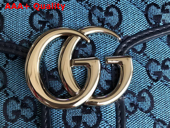 Gucci GG Marmont Multicolour Mini Top Handle Bag Light Blue and Blue Diagonal Matelasse GG Canvas 583571 Replica