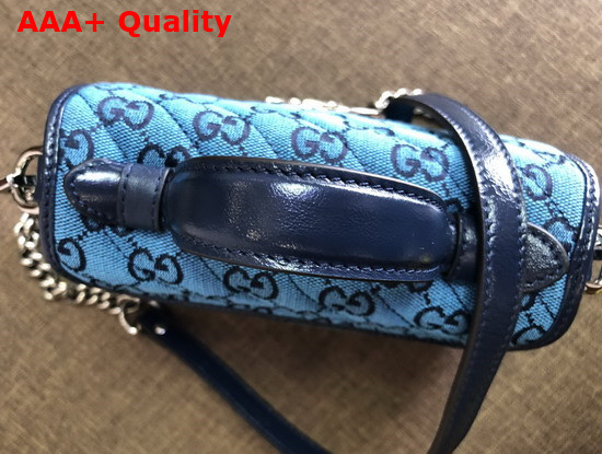 Gucci GG Marmont Multicolour Mini Top Handle Bag Light Blue and Blue Diagonal Matelasse GG Canvas 583571 Replica