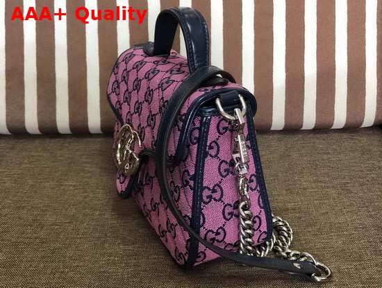 Gucci GG Marmont Multicolour Mini Top Handle Bag Pink and Blue Diagonal Matelasse GG Canvas 583571 Replica