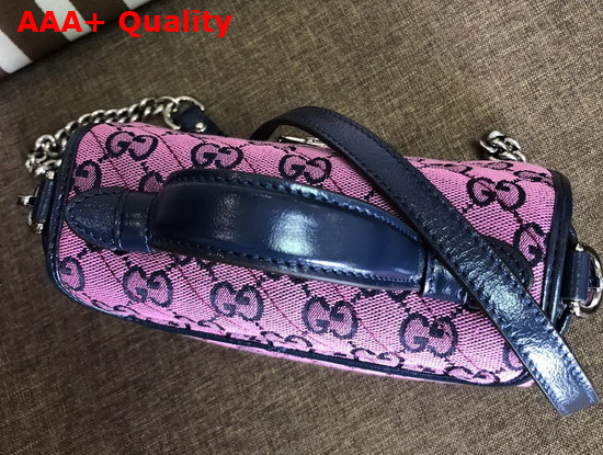 Gucci GG Marmont Multicolour Mini Top Handle Bag Pink and Blue Diagonal Matelasse GG Canvas 583571 Replica