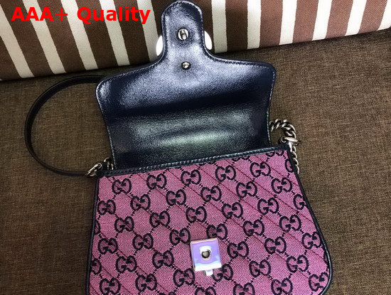 Gucci GG Marmont Multicolour Mini Top Handle Bag Pink and Blue Diagonal Matelasse GG Canvas 583571 Replica