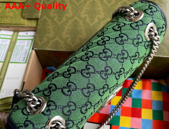 Gucci GG Marmont Multicolour Small Shoulder Bag Green and Blue Canvas 443497 Replica