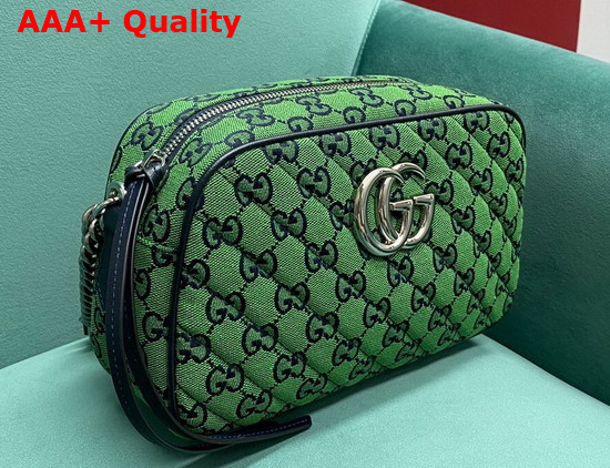 Gucci GG Marmont Multicolour Small Shoulder Bag Green and Blue Canvas 447632 Replica