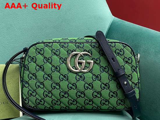 Gucci GG Marmont Multicolour Small Shoulder Bag Green and Blue Canvas 447632 Replica