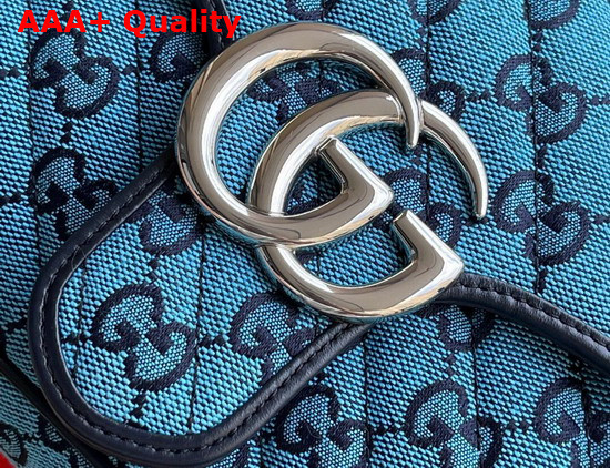 Gucci GG Marmont Multicolour Small Shoulder Bag Light Blue and Blue Canvas 443497 Replica