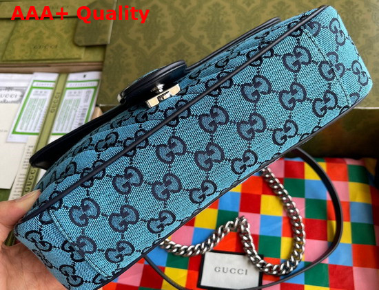 Gucci GG Marmont Multicolour Small Shoulder Bag Light Blue and Blue Canvas 443497 Replica