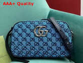 Gucci GG Marmont Multicolour Small Shoulder Bag Light Blue and Blue Canvas 447632 Replica