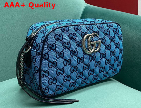 Gucci GG Marmont Multicolour Small Shoulder Bag Light Blue and Blue Canvas 447632 Replica