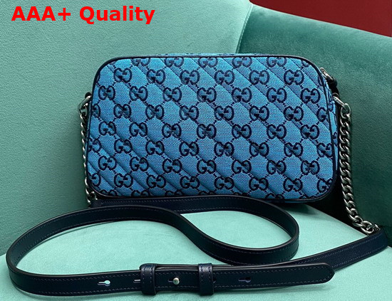 Gucci GG Marmont Multicolour Small Shoulder Bag Light Blue and Blue Canvas 447632 Replica