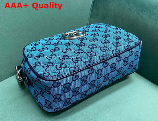 Gucci GG Marmont Multicolour Small Shoulder Bag Light Blue and Blue Canvas 447632 Replica