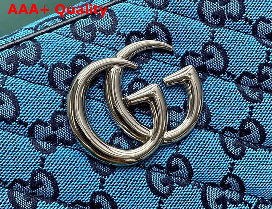 Gucci GG Marmont Multicolour Small Shoulder Bag Light Blue and Blue Canvas 447632 Replica