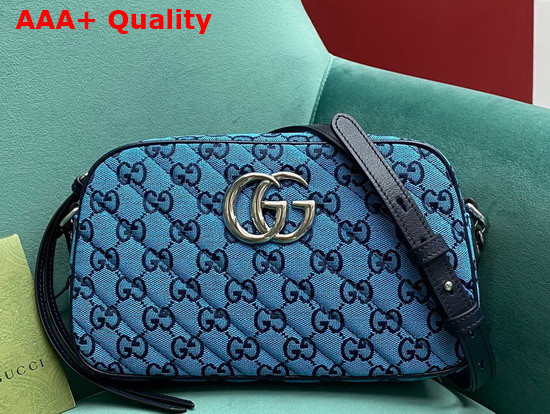 Gucci GG Marmont Multicolour Small Shoulder Bag Light Blue and Blue Canvas 447632 Replica