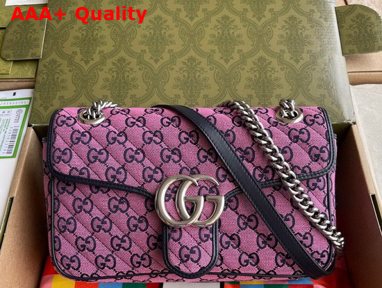 Gucci GG Marmont Multicolour Small Shoulder Bag Pink and Blue Canvas 443497 Replica