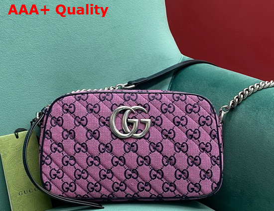 Gucci GG Marmont Multicolour Small Shoulder Bag Pink and Blue Canvas 447632 Replica