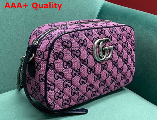 Gucci GG Marmont Multicolour Small Shoulder Bag Pink and Blue Canvas 447632 Replica