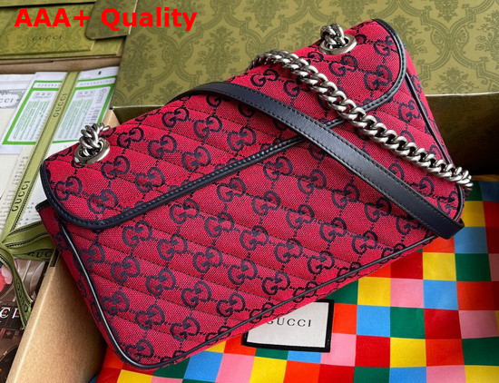 Gucci GG Marmont Multicolour Small Shoulder Bag Red and Blue Canvas 443497 Replica