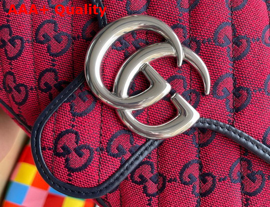 Gucci GG Marmont Multicolour Small Shoulder Bag Red and Blue Canvas 443497 Replica