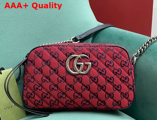 Gucci GG Marmont Multicolour Small Shoulder Bag Red and Blue Canvas 447632 Replica