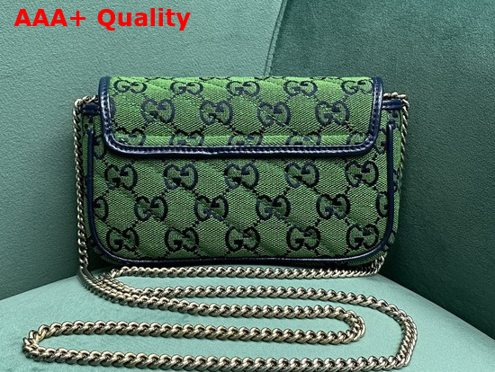 Gucci GG Marmont Multicolour Super Mini Bag Green and Blue Diagonal Matelasse GG Canvas 476433 Replica