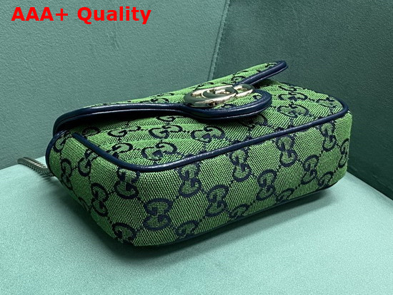 Gucci GG Marmont Multicolour Super Mini Bag Green and Blue Diagonal Matelasse GG Canvas 476433 Replica