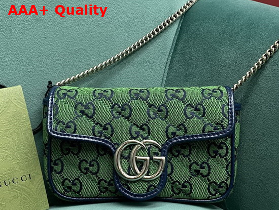 Gucci GG Marmont Multicolour Super Mini Bag Green and Blue Diagonal Matelasse GG Canvas 476433 Replica