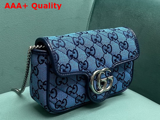 Gucci GG Marmont Multicolour Super Mini Bag Light Blue and Blue Diagonal Matelasse GG Canvas 476433 Replica