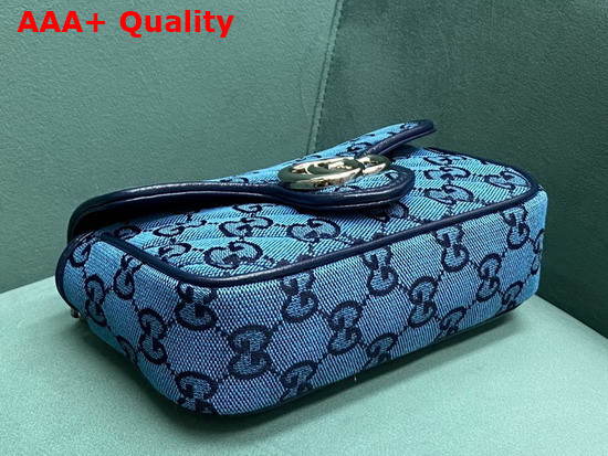 Gucci GG Marmont Multicolour Super Mini Bag Light Blue and Blue Diagonal Matelasse GG Canvas 476433 Replica