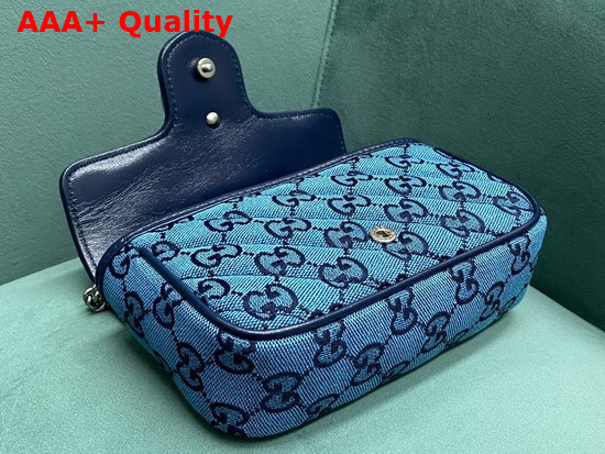 Gucci GG Marmont Multicolour Super Mini Bag Light Blue and Blue Diagonal Matelasse GG Canvas 476433 Replica