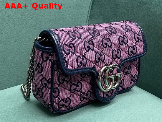 Gucci GG Marmont Multicolour Super Mini Bag Pink and Blue Diagonal Matelasse GG Canvas 476433 Replica