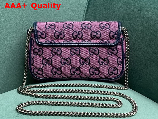 Gucci GG Marmont Multicolour Super Mini Bag Pink and Blue Diagonal Matelasse GG Canvas 476433 Replica