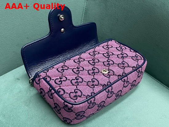 Gucci GG Marmont Multicolour Super Mini Bag Pink and Blue Diagonal Matelasse GG Canvas 476433 Replica