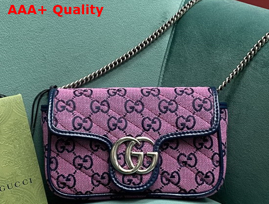 Gucci GG Marmont Multicolour Super Mini Bag Pink and Blue Diagonal Matelasse GG Canvas 476433 Replica