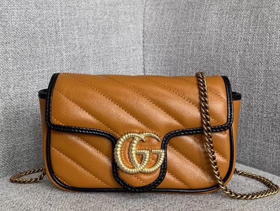 Gucci GG Marmont Nano Shoulder Bag Cognac Leather