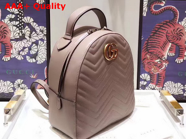 Gucci GG Marmont Quilted Leather Backpack in Beige Chevron Leather Replica