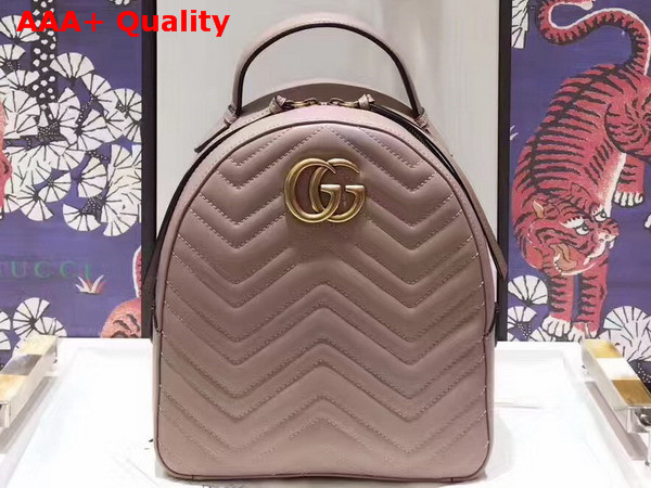 Gucci GG Marmont Quilted Leather Backpack in Beige Chevron Leather Replica