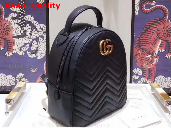 Gucci GG Marmont Quilted Leather Backpack in Black Chevron Leather Replica