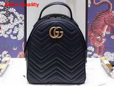 Gucci GG Marmont Quilted Leather Backpack in Black Chevron Leather Replica