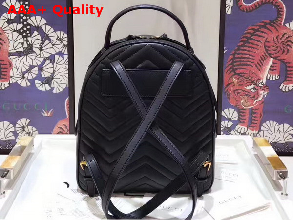 Gucci GG Marmont Quilted Leather Backpack in Black Chevron Leather Replica