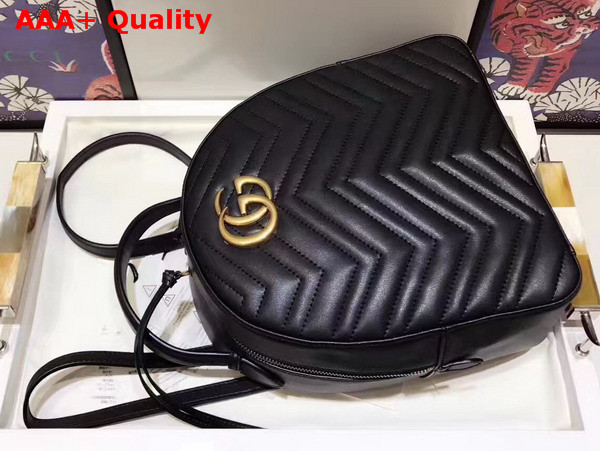 Gucci GG Marmont Quilted Leather Backpack in Black Chevron Leather Replica