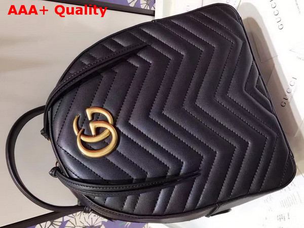 Gucci GG Marmont Quilted Leather Backpack in Black Chevron Leather Replica