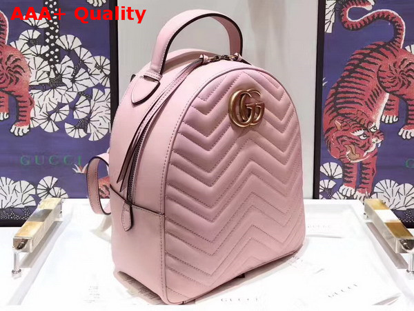 Gucci GG Marmont Quilted Leather Backpack in Light Pink Chevron Leather Replica