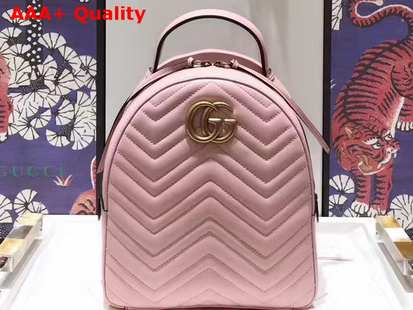 Gucci GG Marmont Quilted Leather Backpack in Light Pink Chevron Leather Replica