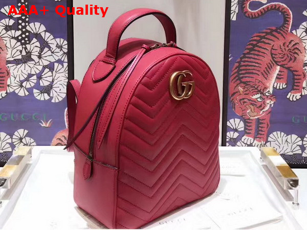 Gucci GG Marmont Quilted Leather Backpack in Red Chevron Leather Replica