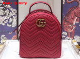 Gucci GG Marmont Quilted Leather Backpack in Red Chevron Leather Replica