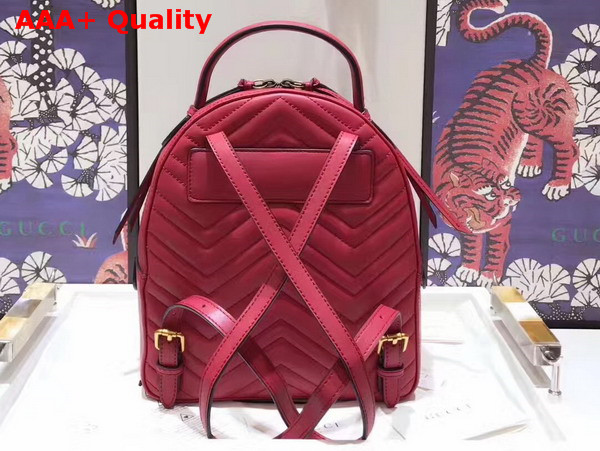 Gucci GG Marmont Quilted Leather Backpack in Red Chevron Leather Replica